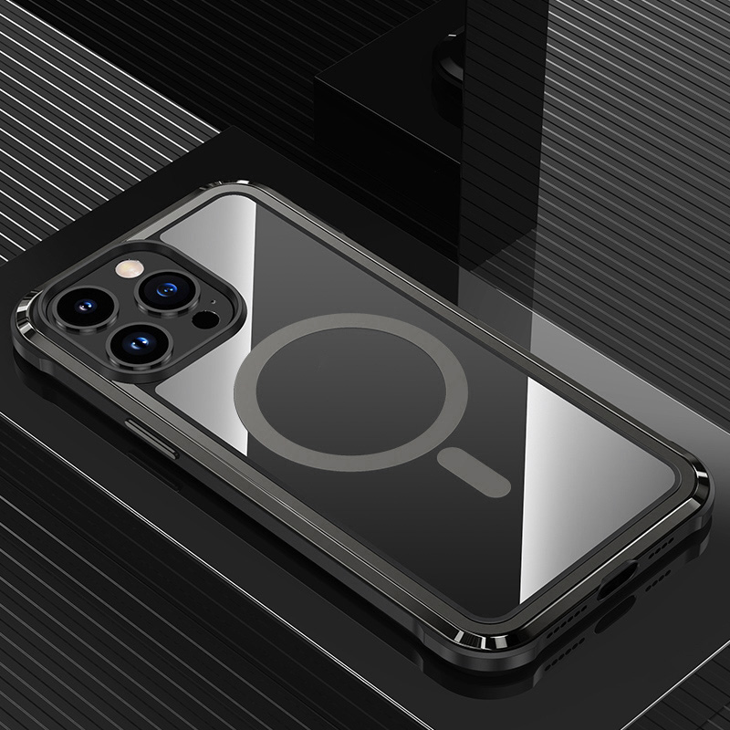 Coque MagSafe avec Cadre en Acier Galvanisé & Contour Silicone pour iPhone 14 Pro Max
