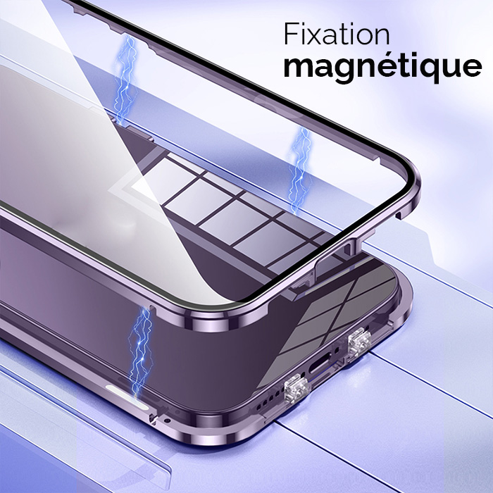 Coque Intégrale Magnétique Verre Trempé Recto/Verso pour iPhone 15 Pro Max