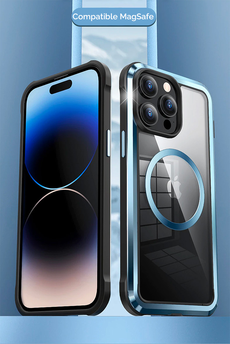 Coque MagSafe avec Cadre en Acier Galvanisé & Contour Silicone pour iPhone 14 Pro