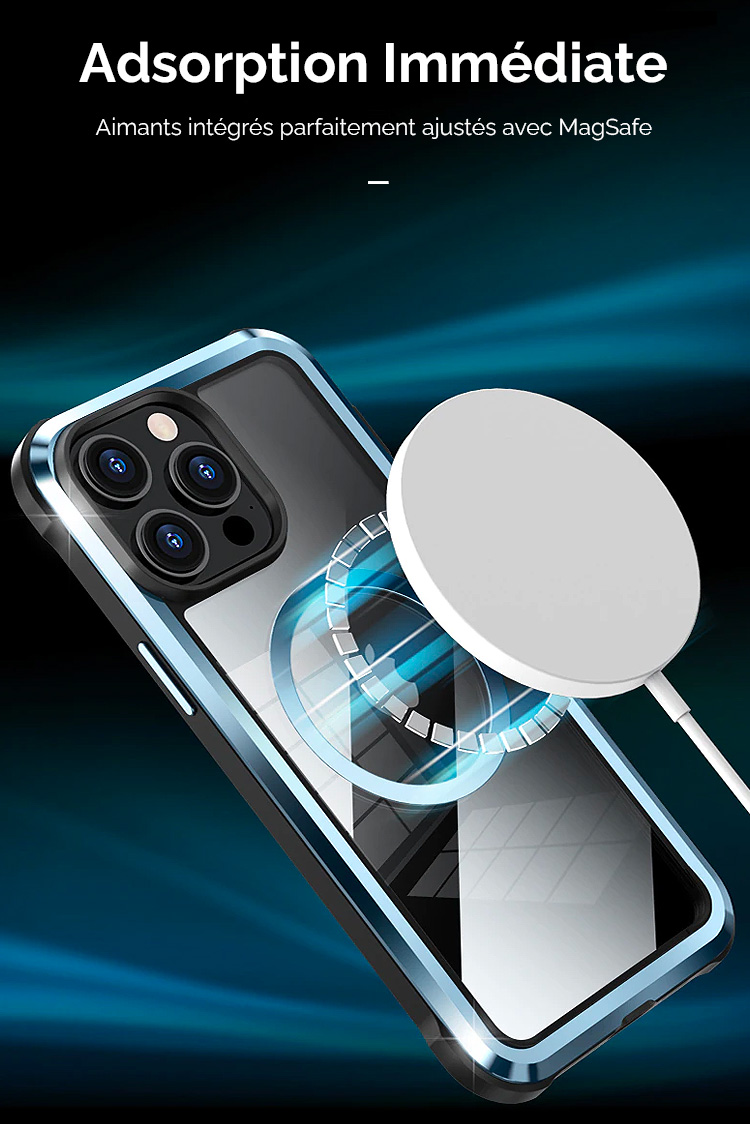 Coque MagSafe avec Cadre en Acier Galvanisé & Contour Silicone pour iPhone 14 Pro Max